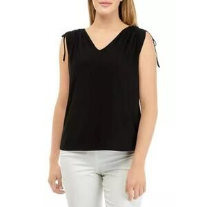 Vince Camuto Tie Shoulder V-Neck top rich black - S
